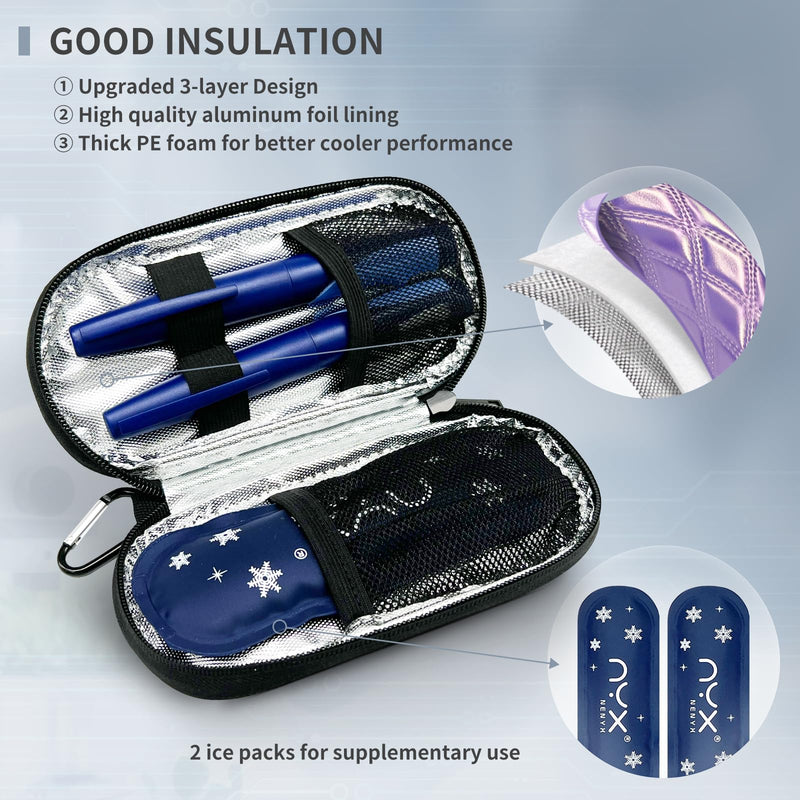 [Australia] - Insulin Cooler Travel Case with 2 TSA Approved Ice Packs for Insulin Pens and Diabetic Medical Organizer for Diabetes and Other Diabetic Supplies(Gradient Purple) Gradient Purple 