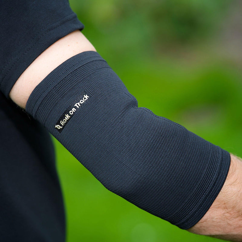 Back on Track 2-Way Stretch Black Elbow Brace - Enhanced Recovery & Support for Tennis, Golf, Training, Work and Daily Activities X-Small