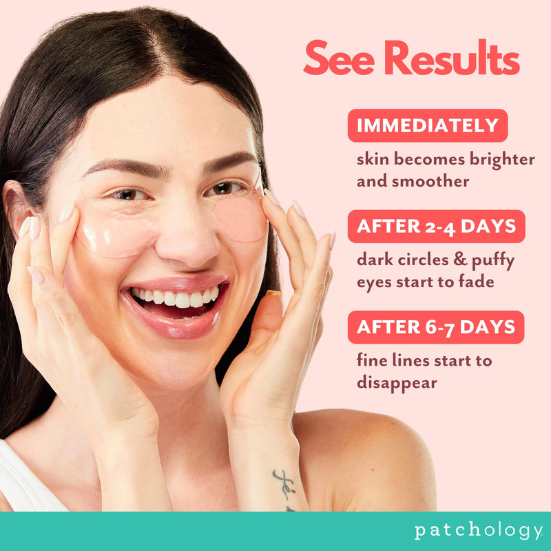 [Australia] - Patchology Hydrating Under Eye Patches for Dark Circles, Serve Chilled Hyaluronic Acid Serum Under Eye Mask protects and softens skin, Rose Eye Mask Skincare Treatment (5 Pairs) 