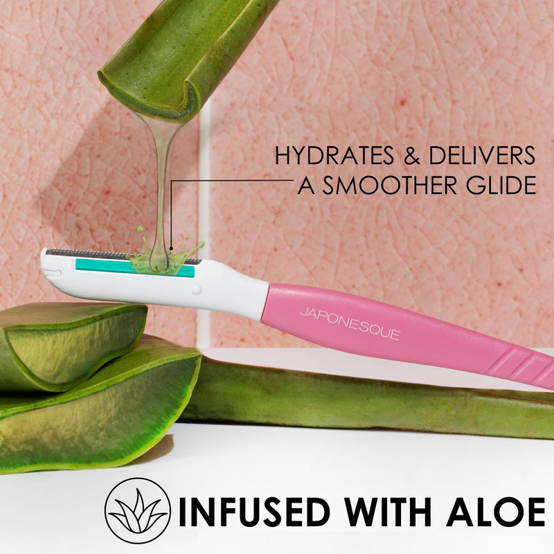 [Australia] - JAPONESQUE Dermaplaner with Soothing Aloe Comfort Strip - Skin Tool with Ultra Precision Blade for Facial Hair Removal and Exfoliation, 3pk. 