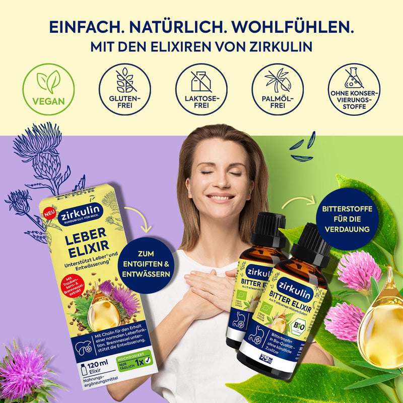 [Australia] - Zirkulin Liver Elixir (6x 120 ml) - support for liver health & cleansing - with choline, milk thistle, grape seed and nettle extract - antioxidant & dehydrating - for daily use 720ml (pack of 6) 
