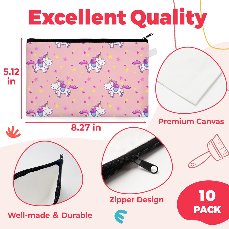 Joyclub Bundle of 10 Pack Sublimation Makeup Bags and 8 Pack Sublimation Tumblers