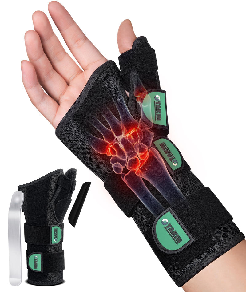 Wrist Brace with Thumb Support for Carpal Tunnel, Thumb Brace for De Quervain's Tenosynovitis, Tendonitis, Thumb Spica Splint Right Hand, Wrist Support Men and Women Black-Right Hand One Size