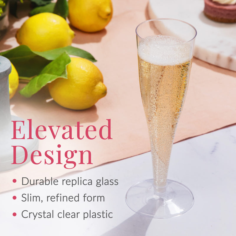 [Australia] - Prestee 24 Pack Disposable Clear Champagne Flutes for Parties, Weddings, Mimosa Bars - Plastic Toasting Glasses With Mimosa Glasses 24 Count (Pack of 1) 