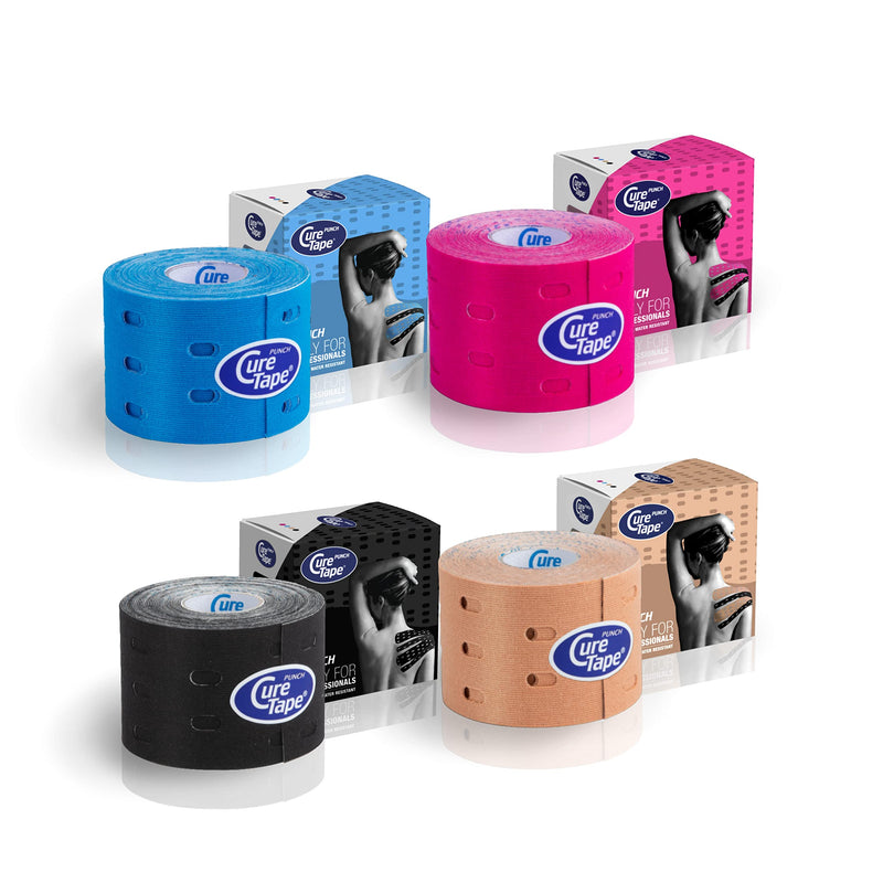 CureTape® Punch Blue | Perforated Kinesiology Tape | More Stretch & Ventilation| k Tape for Joint, Knee, Ankle & Shoulder Pain | Kinesiology Tape for Physical Therapy | Waterproof Medical Tape
