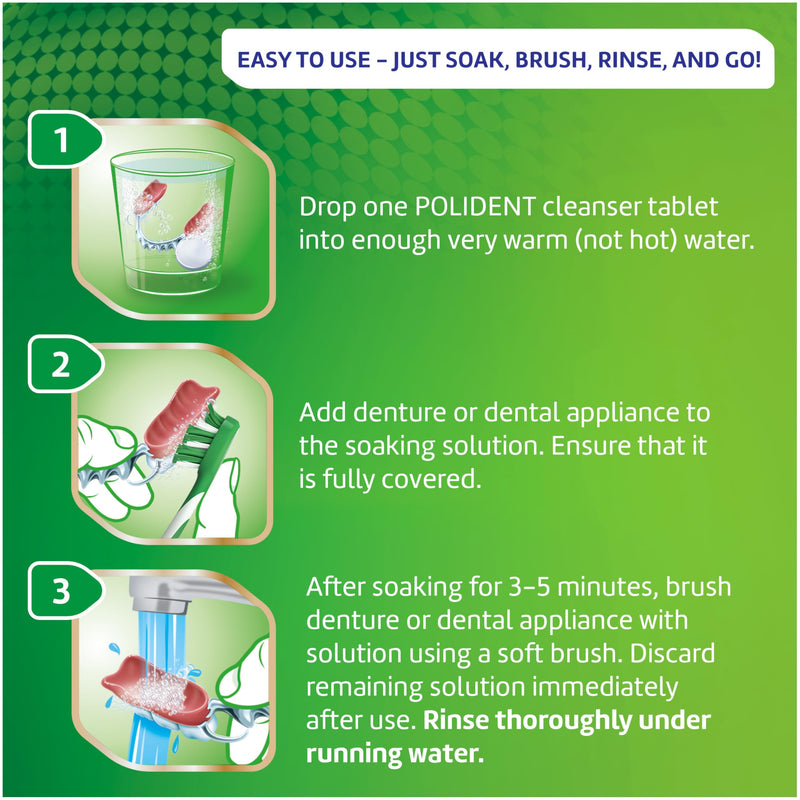 [Australia] - Polident 3 Minute Antibacterial Dental Appliance Cleanser Tablets, 90 Count (2 Pack) 