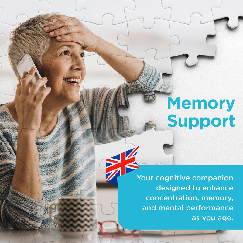 Healthspan Memory Support (60 Capsules) | Supports Your Concentration, Memory and Cognitive Health | Biotin and Zinc | Bacopa Monnieri Extract and Guarana for Alertness | Vegan