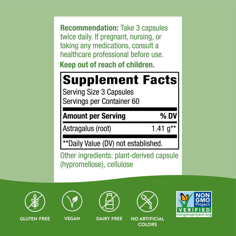 [Australia] - Nature's Way Astragalus Root - Astragalus Root Herbal Supplement - Traditional Immune Support* - Non-GMO Project Verified - Gluten & Dairy-Free - 180 Vegan Capsules 