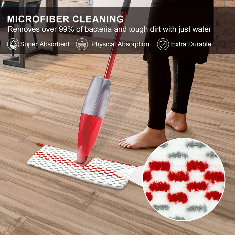 [Australia] - Microfiber Spray Mop Pads Compatible with Promist MAX Reusable Spray Mop Refills for Ocedar ProMist Dust Mop,Dual-Action Washable Flip Mop Pads Replacement for Dry Wet Floor Cleaning,3 Packs 3 Packs Red White Mop Pad for Promist Max 