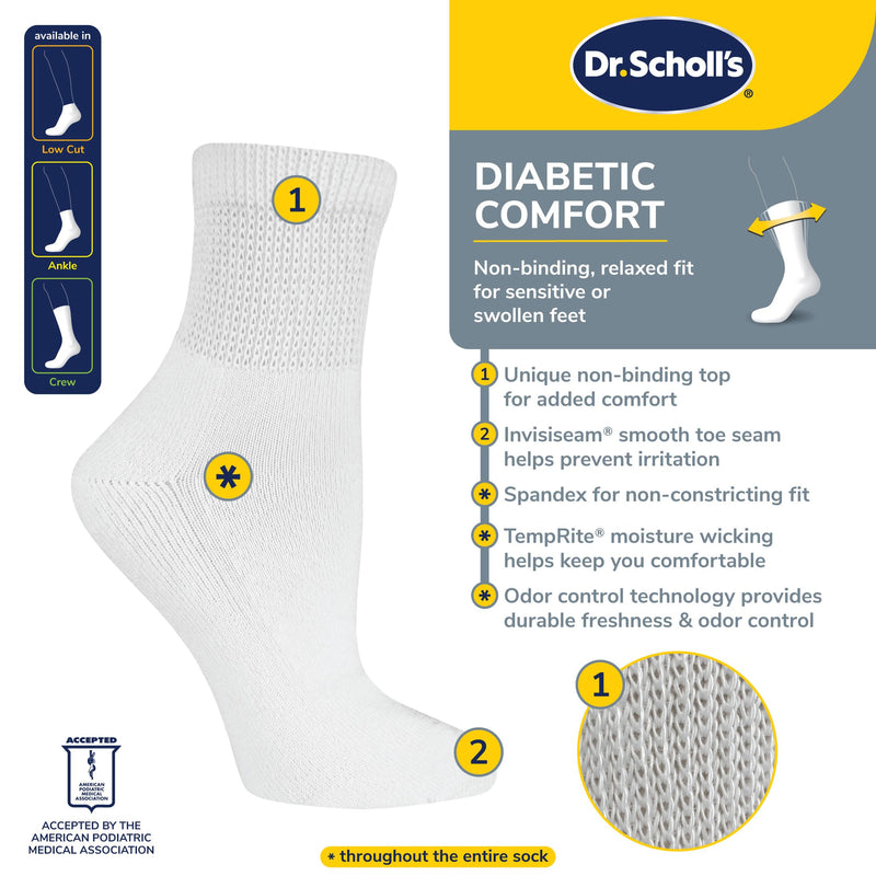 [Australia] - Dr. Scholl's Women's Diabetes & Circulator Socks-4 & 6 Pair Packs-Non-Binding Moisture Management 8-12 Black - Ankle (6 Pairs) 