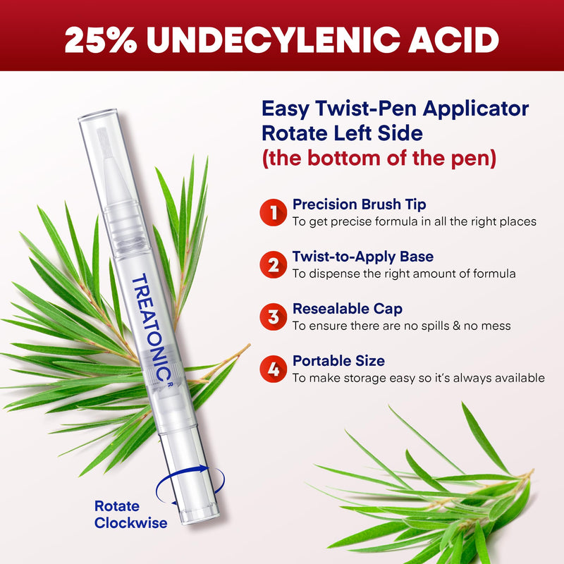 Treatonic Toenail Fungus Treatment Kit: Antifungal Nail Fungus Treatment Extra Strength with 25% Undecylenic Acid (3 Pens) & 32 Night Fungal Nail Patches - Repairs Damaged & Restores Discolored Nails 1-Pack(3 Pens + 32 Patches-Arc)