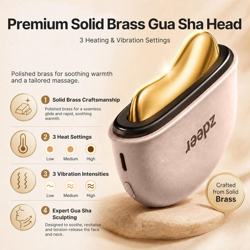 GS5 Electric Heated Gua Sha Tool, Red Light Face Massager, Pink | Brass Facial Massager with Vibration, Beauty Device for Face & Neck, Skin Firming Device for Facial Sculpting, Gift for Women 1 Device