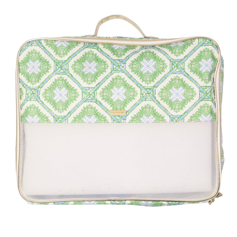 Lilly Pulitzer Packing Cubes Set of 3, Swayin in the Breeze | Resort Ready Polyester & Mesh Suitcase Luggage Organizers in 3 Sizes with Metallic Leatherette Trim & Handles for Travel