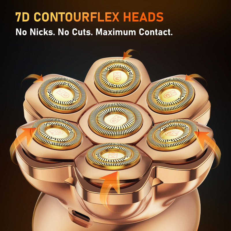 [Australia] - MAXGROOM® PRO 7D Electric Head Shaver for Bald Men – Cordless Waterproof Razor with Titanium Blades, Dual-Speed Powerful Motor, Magnetic Detachable Head, Easy to Clean 