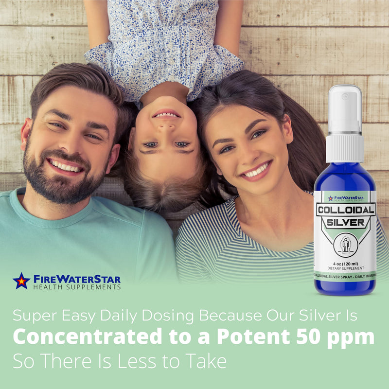 [Australia] - FWS Colloidal Silver Spray - 4 oz - Clear Silver - 50 ppm - 99.99% Pure Silver - Daily Immune Support 