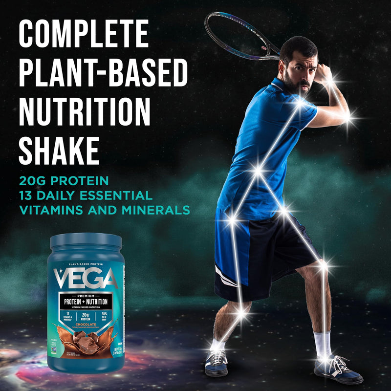 Vega Protein + Nutrition – 20g Plant Based Vegan Protein Powder, Chocolate for a Dairy-Free Protein Shake – Large Tub, 1.4lbs (17 Servings) 1.35 Pound (Pack of 1)