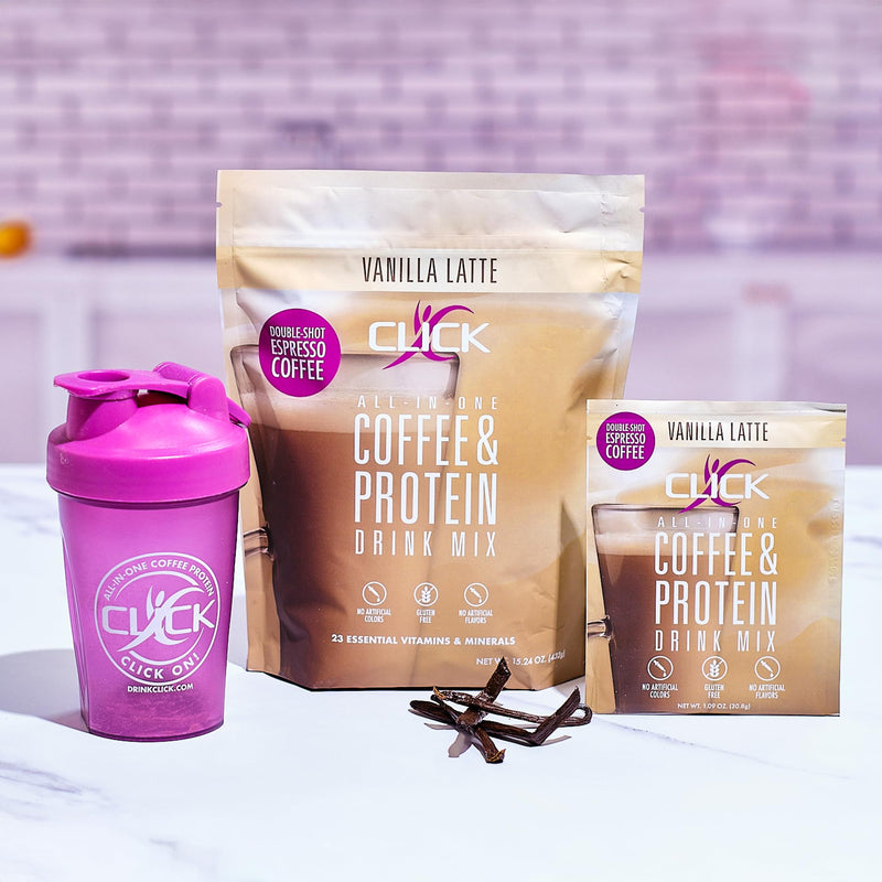 [Australia] - Click Coffee Protein Powder | Double Shot Espresso | 16g Protein | 23 Essential Vitamins | Low Calorie Meal Replacement | 150mg Caffeine | Gluten Free | No Artificial Flavors or Colors | Vanilla 15.24 Ounce (Pack of 1) 