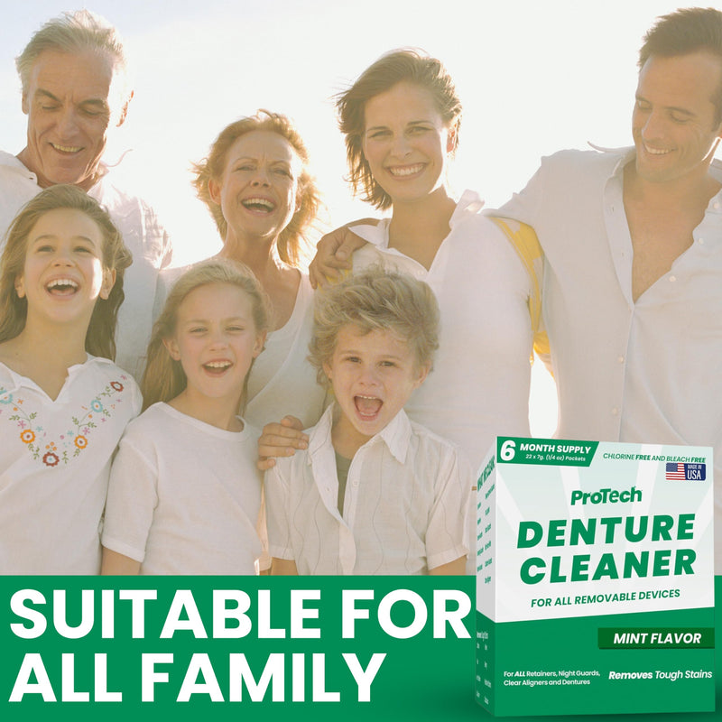 Pro Tech Retainer Cleaner - 180-220 Cleanings (0.17 Per Cleaning) 22 Pack/6 Month Supply - For Clear Aligners, Dentures, Retainers, Mouth Guards & Night Guards - Cleaning Crystals, Mint 22 Count (Pack of 1)