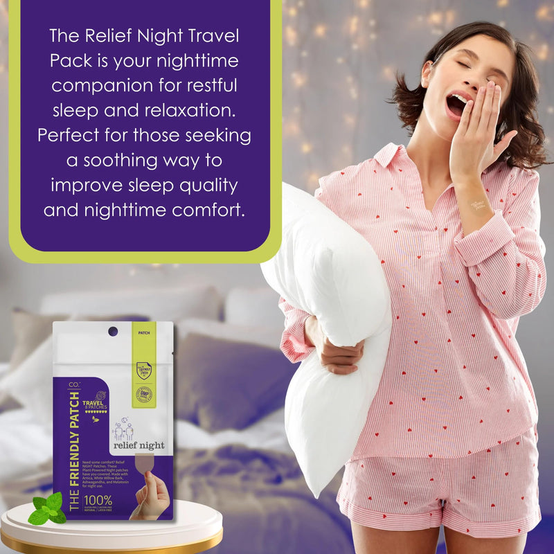 Relief Night Patch - 8 Pack Arnica, White Willow Bark, Melatonin, Ashwagandha for Soreness for Sleep Patches for Women and Men Pain - Night 8 Count (Pack of 1)