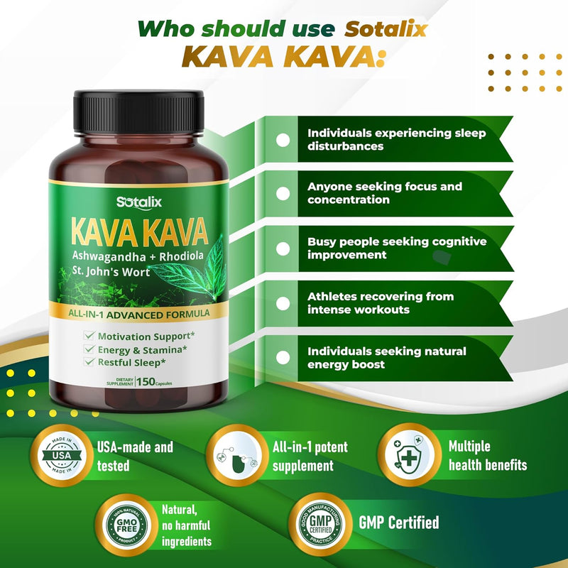 [Australia] - Kava Kava 19,700mg - X 15 Power with Ashwagandha Lemon Balm - Strength, Relax, Restore, Calm - Made in USA (100 Count (Pack of 1)) 100 count (pack of 1) 