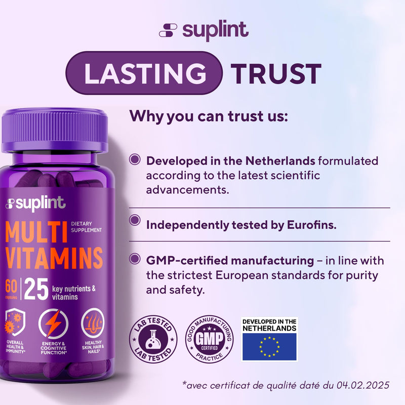 Multivitamin Complex A to Z – 60 Capsules for 30 Days – High Strength Daily Supplement with Vitamins & Minerals: Zinc, Biotin, A, C, D, E, K, B6, B12 – Multivitamins for Men & Women – Vegan 1 Pack