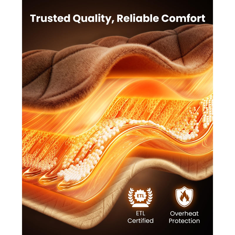 BOB AND BRAD 2.4lb Far Infrared Weighted Heating Pad for Back, Neck & Shoulder Comfort, FSA-HSA Eligible, 12"x24" Electric Heated Wrap with Hands-Free Strap, 6 Temps, Auto-Off, Gifts for Women & Men Brown