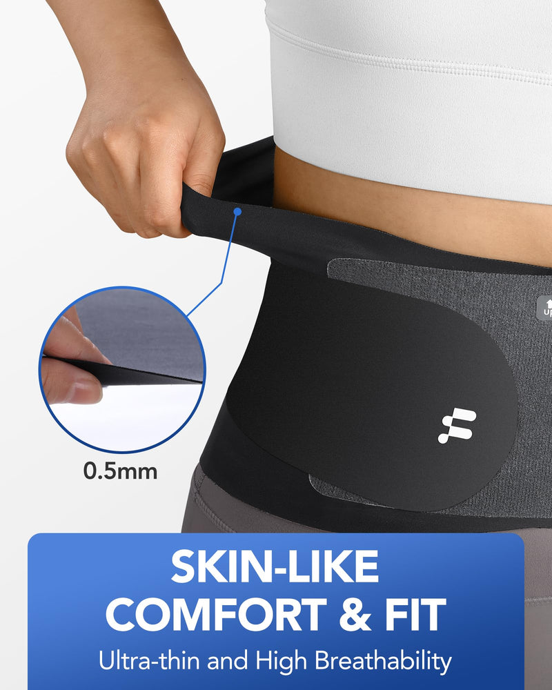 [Australia] - 0.5mm Ultra Thin Back Brace with 3D Lumbar Pad, 6 Flexible Support, Seamless Yoga Fabric, Back Brace for Men Lower Back, Lightweight Back Brace for Lower Back Pain Women for Sciatica Scoliosis L Black 