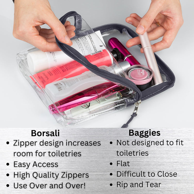5-pack TSA Quart Size Bag Approved for Carry On Travel with Brown Small Crossbody Bag for Women and Paper Soap Sheets 1 Case with 50 Sheets To Go