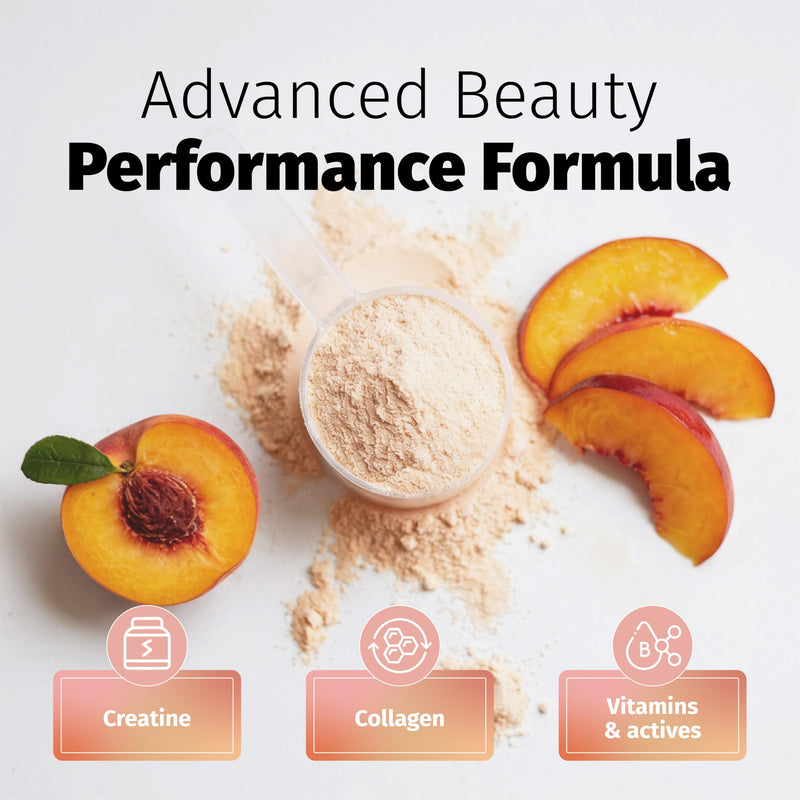 Nature's Finest by Nutrisslim Beauty Creatine Powder for Women, Creatine, Collagen & Biotin, Peach Flavour, 300 g, 30 Servings, Food Supplement 300 g (Peach Flavoured) with Collagen, Biotin