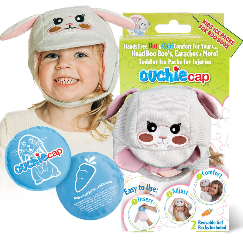 Kids Earache Relief Cap, Soothes Headaches, Bumps and Bruises, Migraines, Sinus Pain & Discomfort. Hot or Cold Therapy. Reusable. Microwave Friendly. One Size Fits All. Gray 2 gel packs