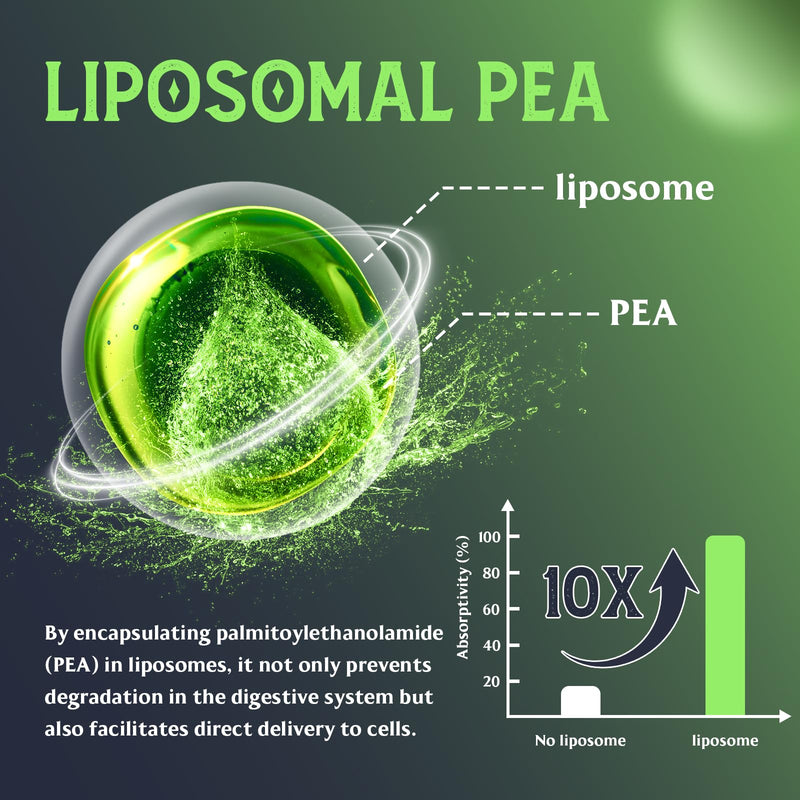 Liposomal Palmitoylethanolamide (Pea) 1100mg with Luteolin, Micronized Pea - High Purity, Super Absorption and Optimal Effectiveness, 60 Softgels (Pack of 1) 60 count (Pack of 1)