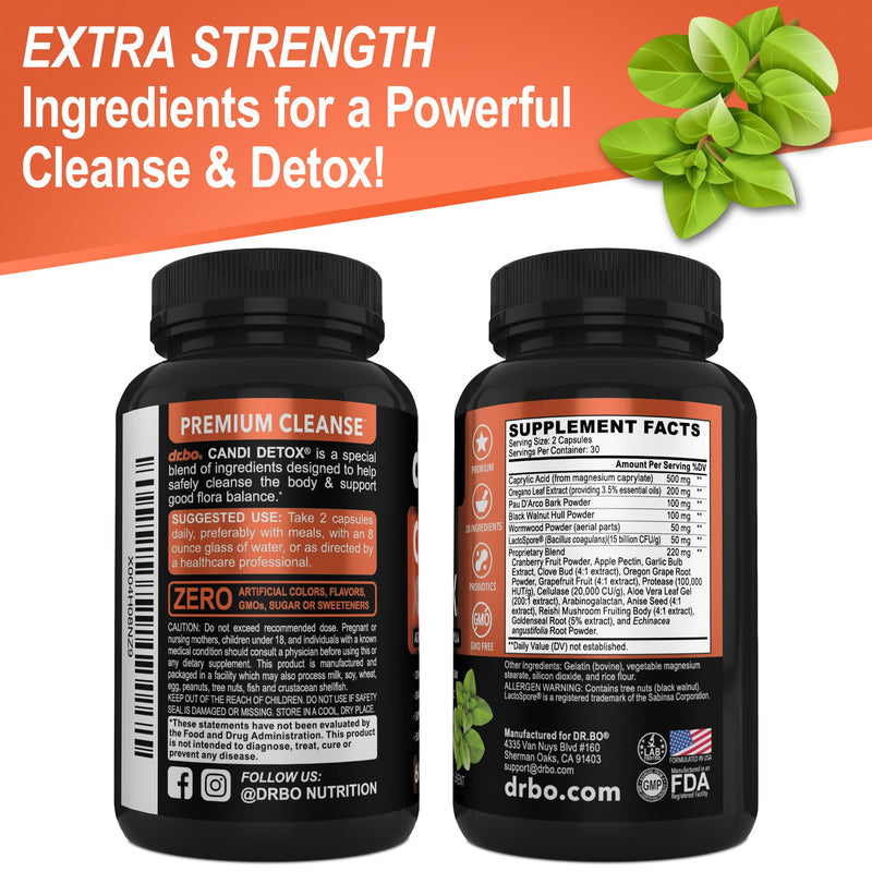 [Australia] - Candida Cleanse Detox for Women & Men - Candi Detox Support Supplement Pills Kit, Anti Overgrowth Gut Balance Probiotic Flora Complex Supplements - Natural Oral Herbal Oregano & Caprylic Acid Capsules 