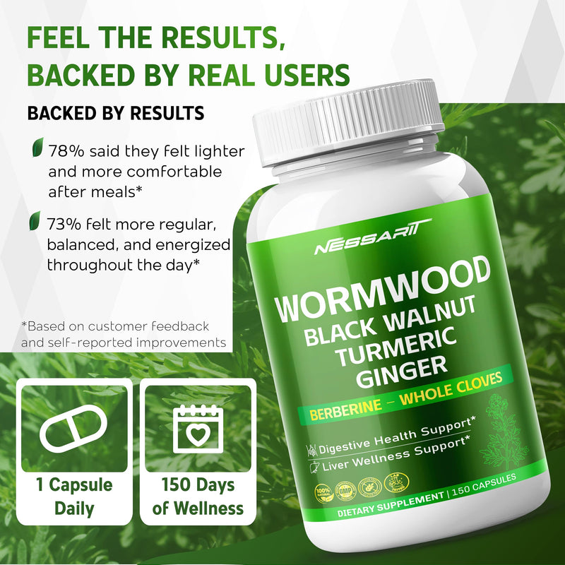 [Australia] - Wormwood 8,700 mg ‚Äì High Potency with Black Walnut, Berberine, Whole Cloves, and Ginger ‚Äì Digestive Health Support ‚Äì 150 Count ‚Äì Made and Tested in The USA 150 Count (pack of 1) 