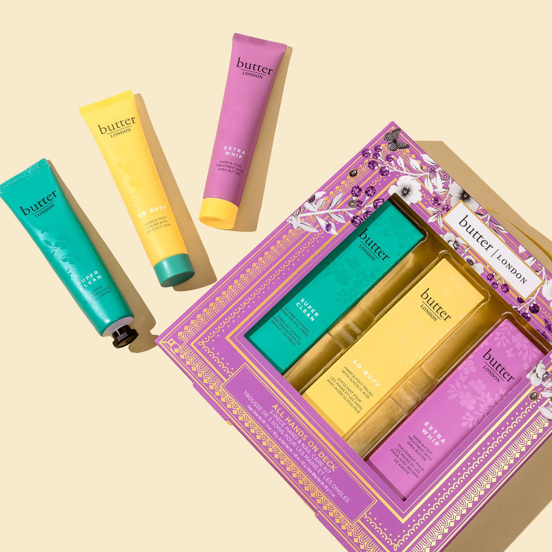 [Australia] - butter LONDON All Hands on Deck 3-Piece Hand & Nail Care Kit, Helps Moisturize & Restore Skin, At Home Manicure Prep, Vegan, Cruelty & Paraben Free 1 Ounce (Pack of 1) 