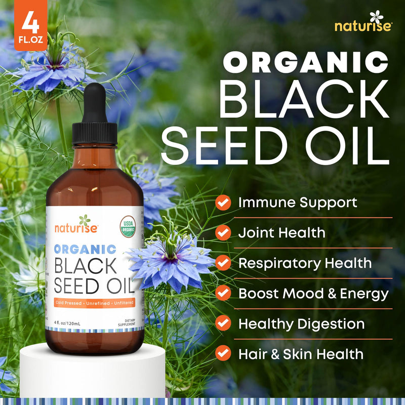 [Australia] - USDA Black Cumin Seed Oil Organic ‚Äì Nigella Sativa Black Seed Oil Organic Cold Pressed & Unrefined in Glass Bottle ‚Äì Vegan, Non-GMO Blackseed Nails & Hair Growth Oils (4 fl oz) 4 Fl Oz (Pack of 1) 
