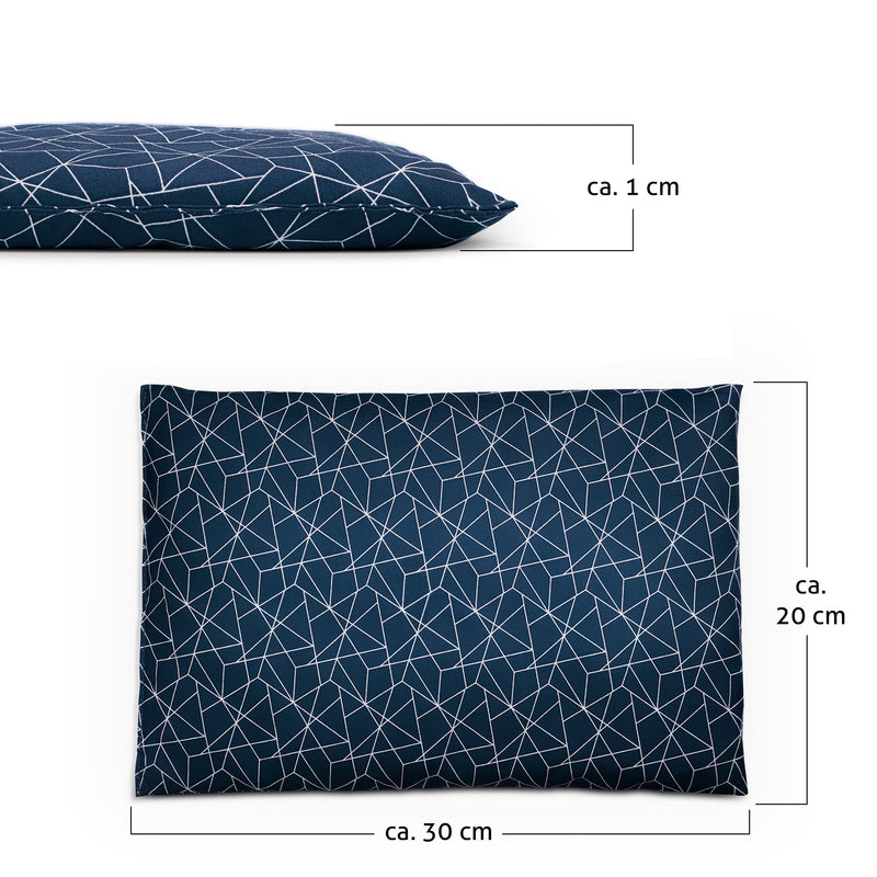 [Australia] - navango® cherry stone pillow | Grain pillow suitable for microwave & oven | Navy blue with mesh pattern | With cherry stone filling handmade in Germany | approx. 30 x 20 cm | OEKO-Tex cotton 