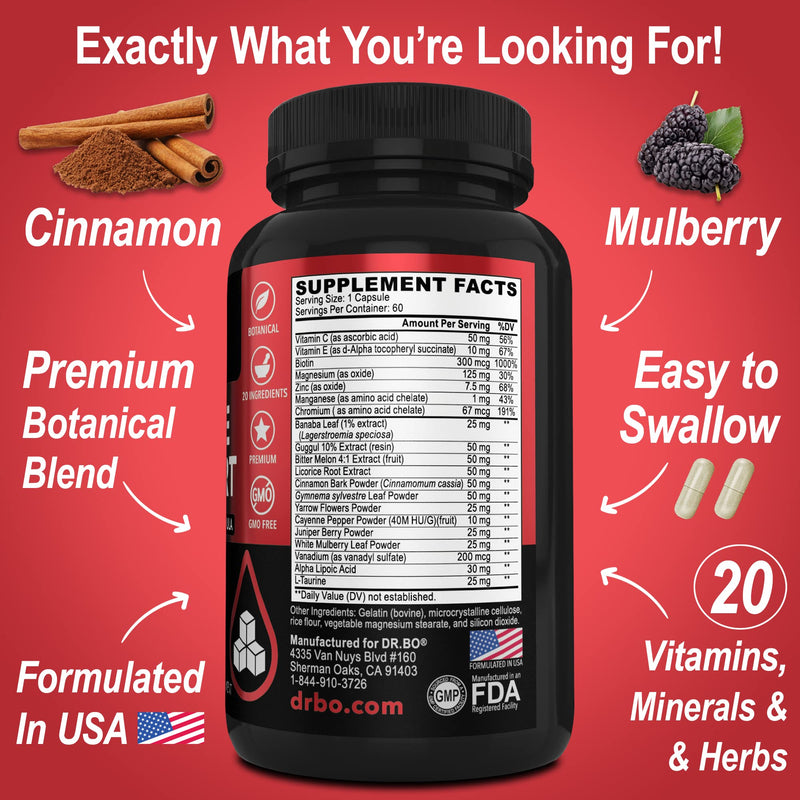 [Australia] - Gluco Support Supplement Capsules - Boost Metabolism Supplements, Vitamin Herbal Formula Pill - Ultra Balance Optimizer Vitamins, Chromium, Cinnamon, Bitter Melon Leaf, Gymnema, Vanadium - 60 Pills 