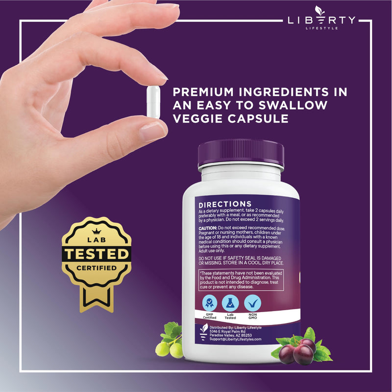 [Australia] - Resveratrol, Berberine, Grape Seed Extract, Quercetin, Polyphenol Supplement for Women and Men with Noni Extract, N-Acetyl Cysteine, Acai Extract - 2-Pack 60 Count (Pack of 2) 