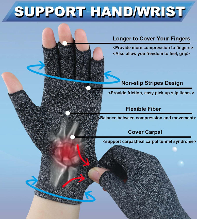 [Australia] - 2 Pairs Compression Gloves for Rheumatoid Arthritis, Osteoarthritis, Carpal Tunnel Pain, Fingerless Arthritis Hand Gloves for Women Men Support Work&Computer Typing (Pink+Purple, Medium) Pink(1pair)+purple(1pair) 