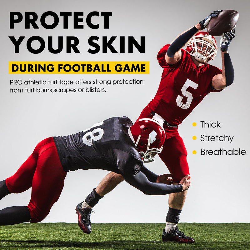 2 Roll Football Turf Tape for Turf Burn - 4 Inches Wide Kinesiology Tape Uncut Design for Arm, Knee, Shoulder, Ankle, and Back - Black and White Athletic Sports Tape - 4 in x 16.4 Ft for Each Roll