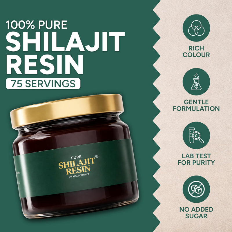 Pure Shilajit Resin 30g - Gold Grade Himalayan Shilajit, 75% Fulvic Acid, 85+ Trace Minerals, 120+ Servings, Lab Tested | Natural Energy Supplement for Men & Women, Vegan & Unrefined
