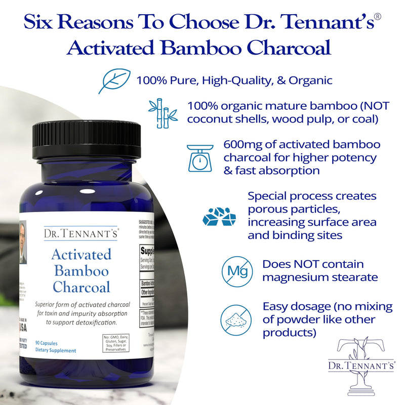 [Australia] - Dr. Tennant's Activated Bamboo Charcoal, Coconut-Free, Cleaner Than Coconut, Wood & Standard Charcoals, Detox & Toxin Removal within the GI Tract, Great for travel & promoting healthy digestive system 