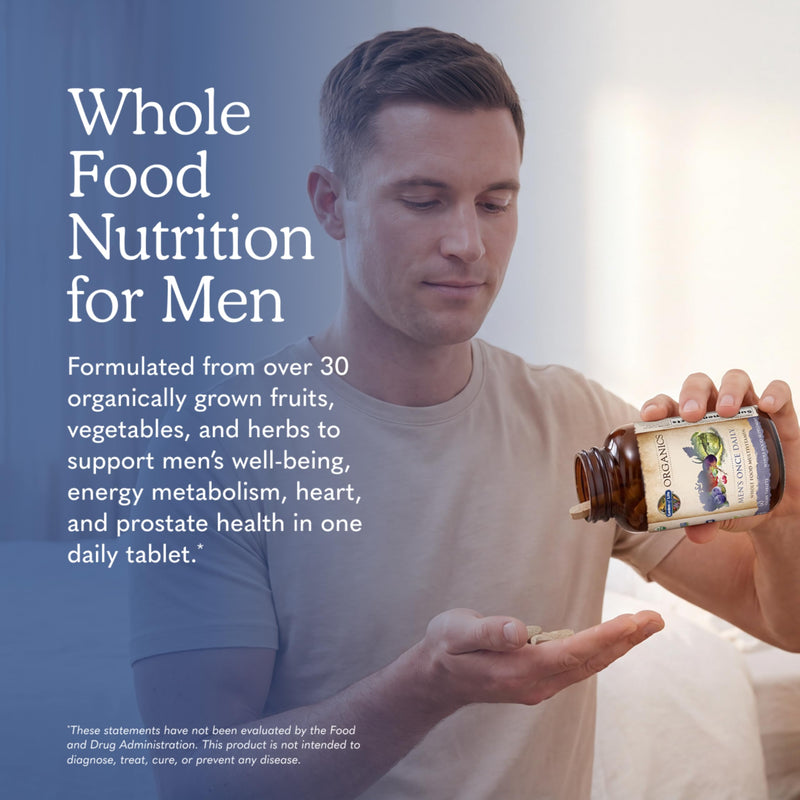 Garden of Life Once Daily Whole Food Multivitamin for Men, Organic Mens Vitamins & Minerals, Vitamin C, Zinc, Vegan, for Health & Well-Being, 60 Tablets | Organic Mens Vitamins & Minerals, Vitamin C, Zinc, Vegan, For Health & Well-Being, Whole Food