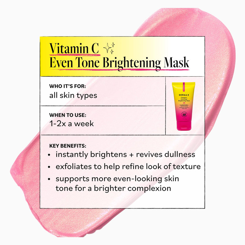 Derma E Vitamin C Even Tone Brightening Face Mask, 1.7 Oz Facial Exfoliant