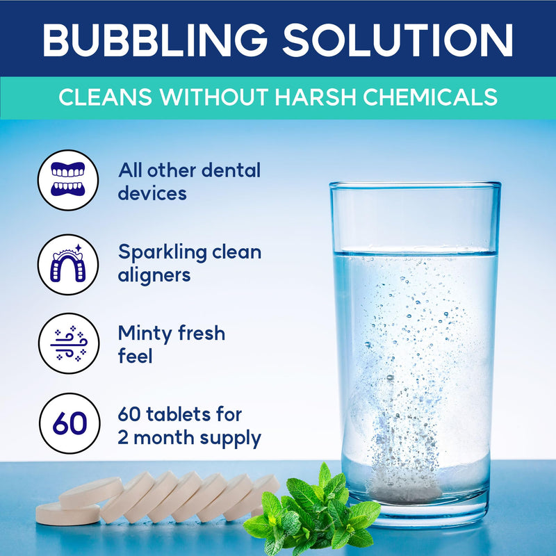 [Australia] - Cleaner Tablets for Difiney Anti Snoring Device: Retainer Cleaner for Invisalign, Night Guard– Deep Denture Cleaning – Odor, Stain & Plaque Remover – 60 Mint Tablets, 2-Month Supply 