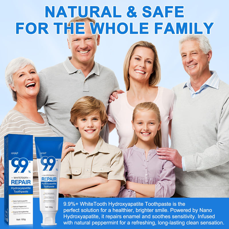 [Australia] - 9.9% Hydroxyapatite Toothpaste - 2 Pack, Cleans and Cares for Oral Health, Freshens Breath, Non-Irritating, Natural and Safe, 8.46 Oz 