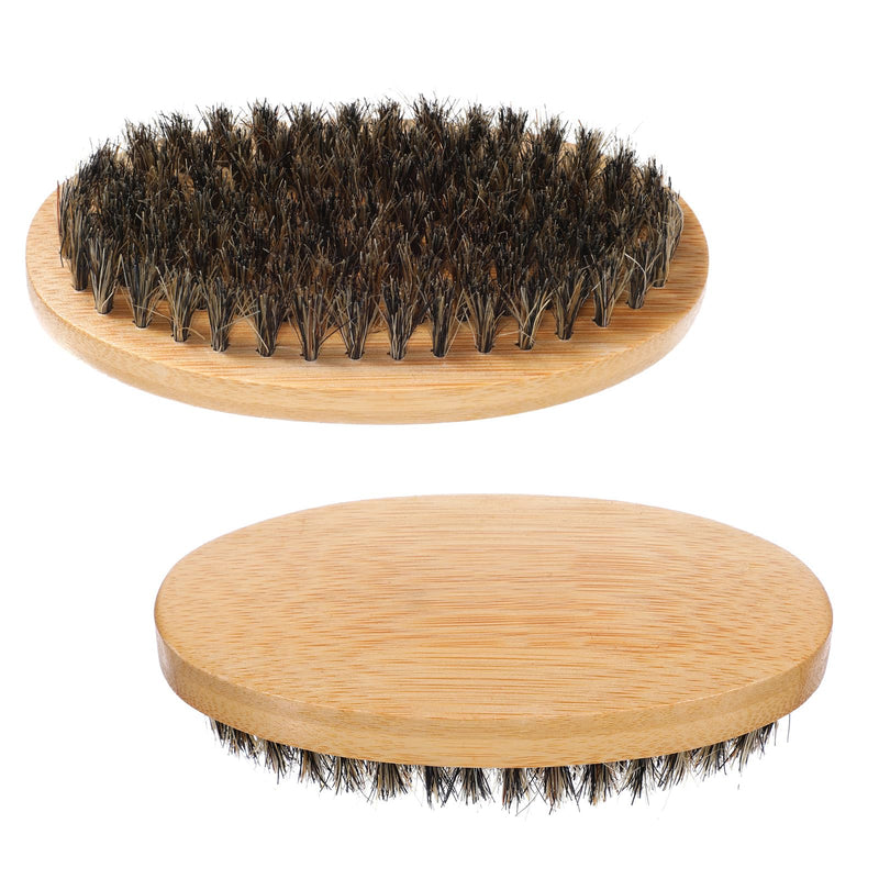 [Australia] - Pack of 2 Small Beard Brush Men Soft Beard Brush Made of Boar Bristles Mini Travel Beard Brush with Wooden Handle Pockets Beard Straightener Brush Beard Comb Men for Daily Beard Care 