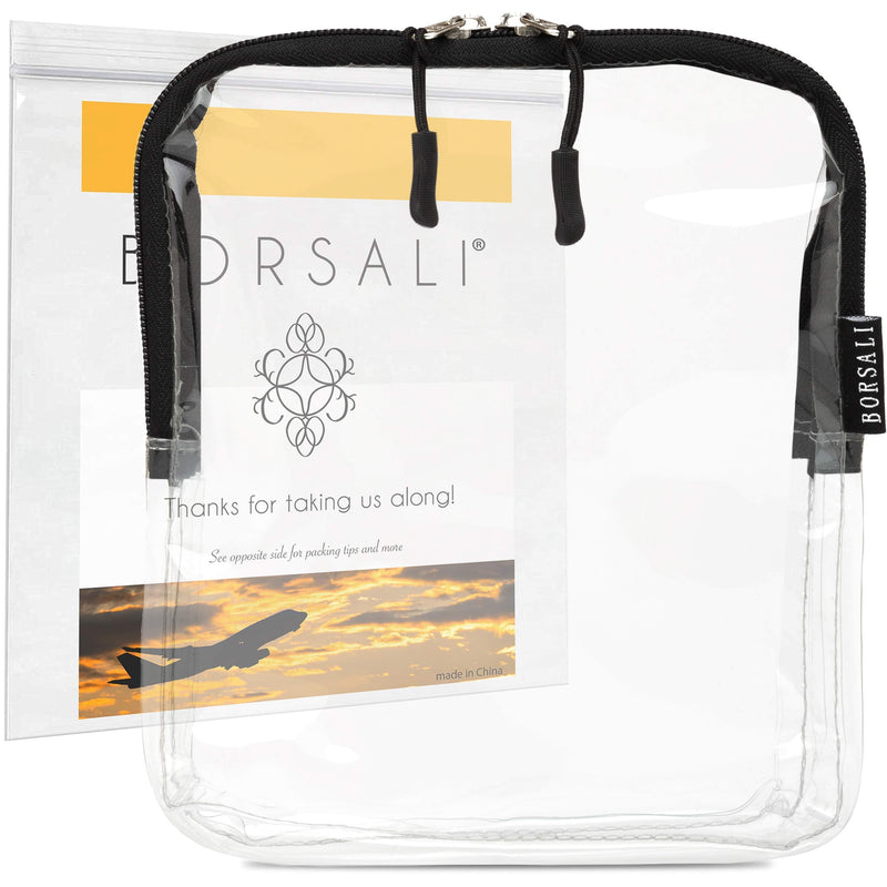 Black TSA Quart Size Bag Approved for Carry On Travel with Brown Small Crossbody Bag for Women and Paper Soap Sheets 1 Case with 50 Sheets To Go