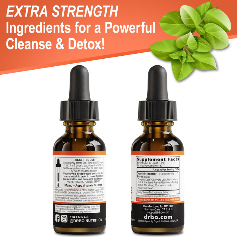[Australia] - Candi Cleanse Support Supplement Drops - Organic Oregano Oil Drops Liquid & Black Walnut Wormwood - Extra Strength Overgrowth Balance Complex, Natural Oral Gut Cleanser Detox Health Supplements 1 oz 