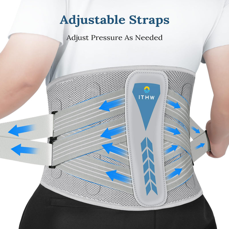 [Australia] - Back Brace for Lower Back Pain Relief, Adjustable Back Support Brace for Men and Women, Lower Back Brace with 7X Support System for Sciatica, Herniated Disc, Scoliosis (Medium) Medium Gray 